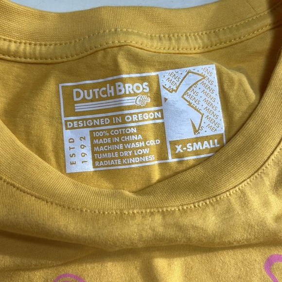 ✌️Dutch Bros Shirt “Guaranteed to satisfy” yellow oversized x-small - Picture 6 of 7